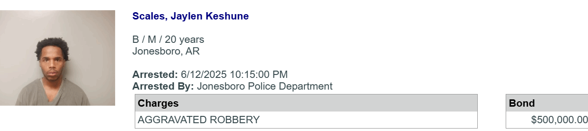 $500K bond given to Jonesboro man accused of aggravated robbery ...