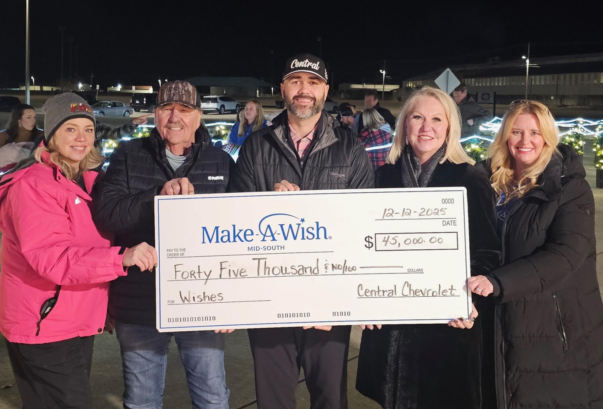 Central Chevrolet Donates $45,000 to Make A Wish