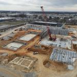 drone shot of the construction of the ridge athletics center