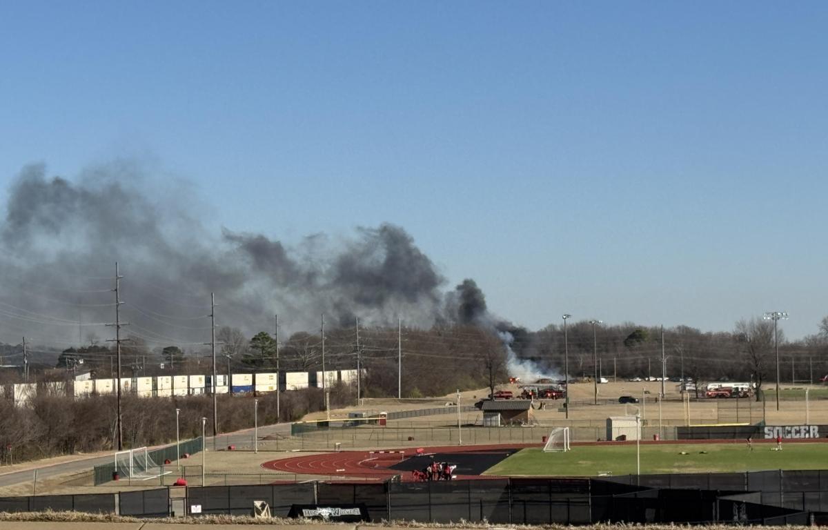 ASU Campus with small fire in background