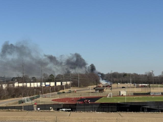ASU Campus with small fire in background