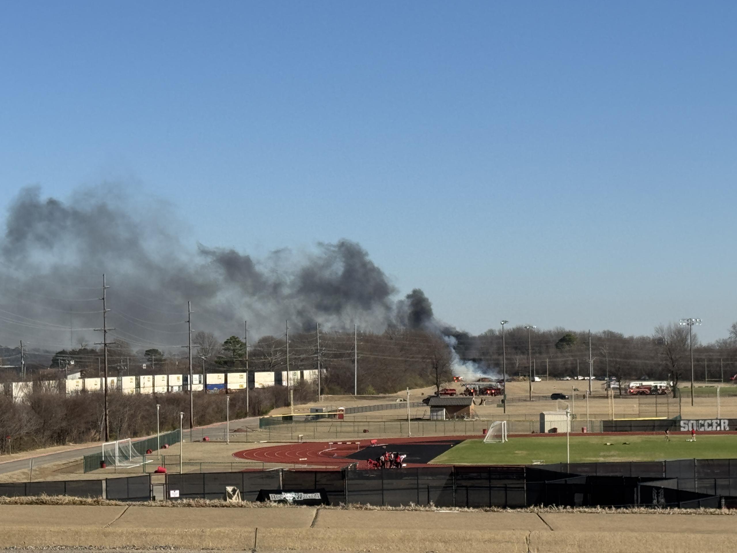 ASU Campus with small fire in background