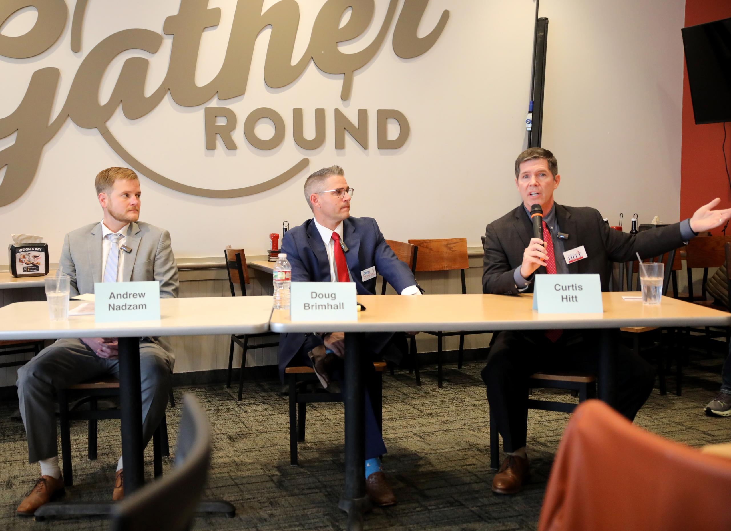 curtis hitt speaks during the kiwanis club debate