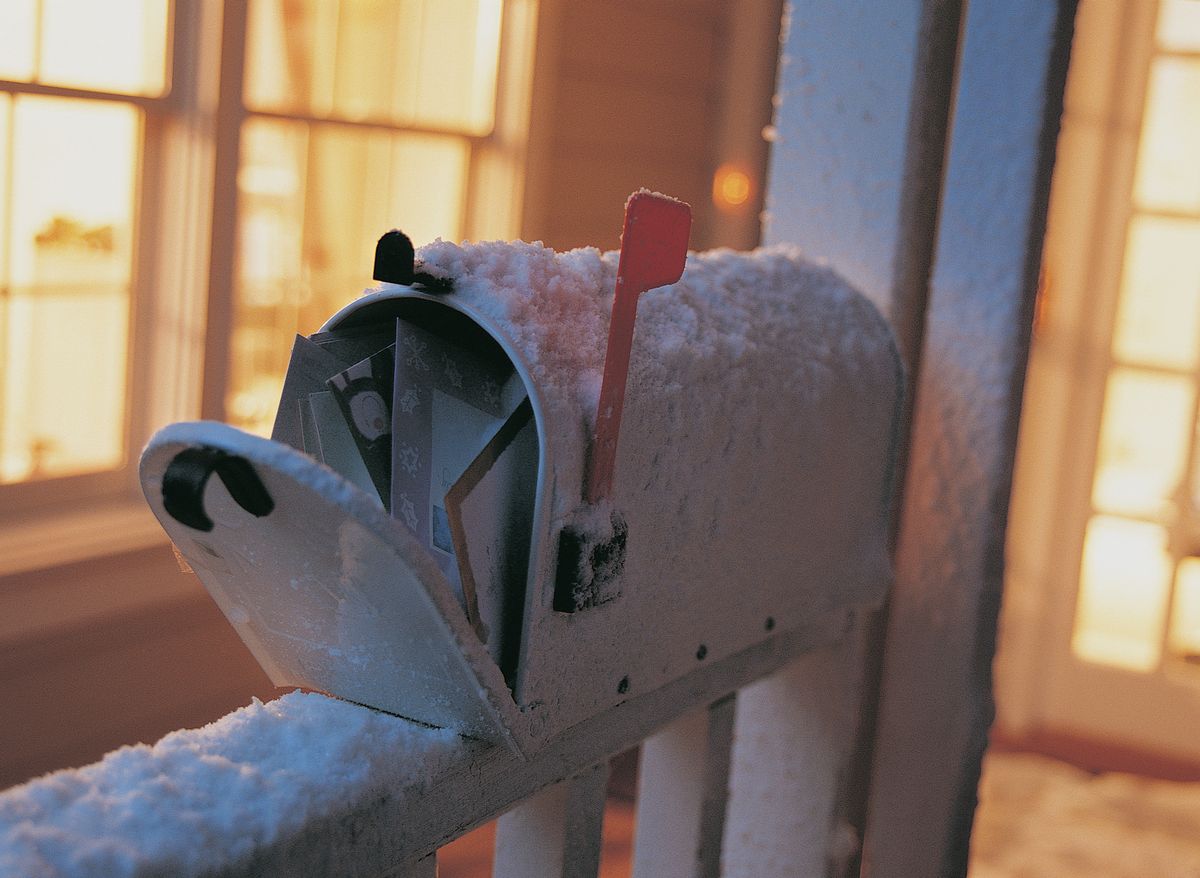 snow covered mailbox