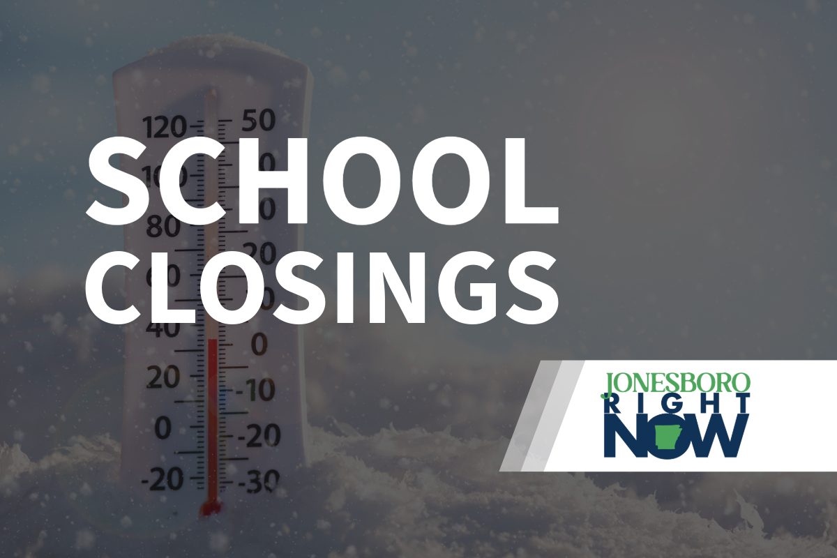 thermometer in snow with school closings text in foreground