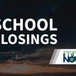 stormy sky with school closings text in foreground