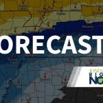 radar map with the word forecast and a logo on top