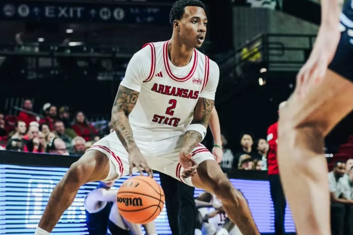 basketball player from A-State with 2 on jersey