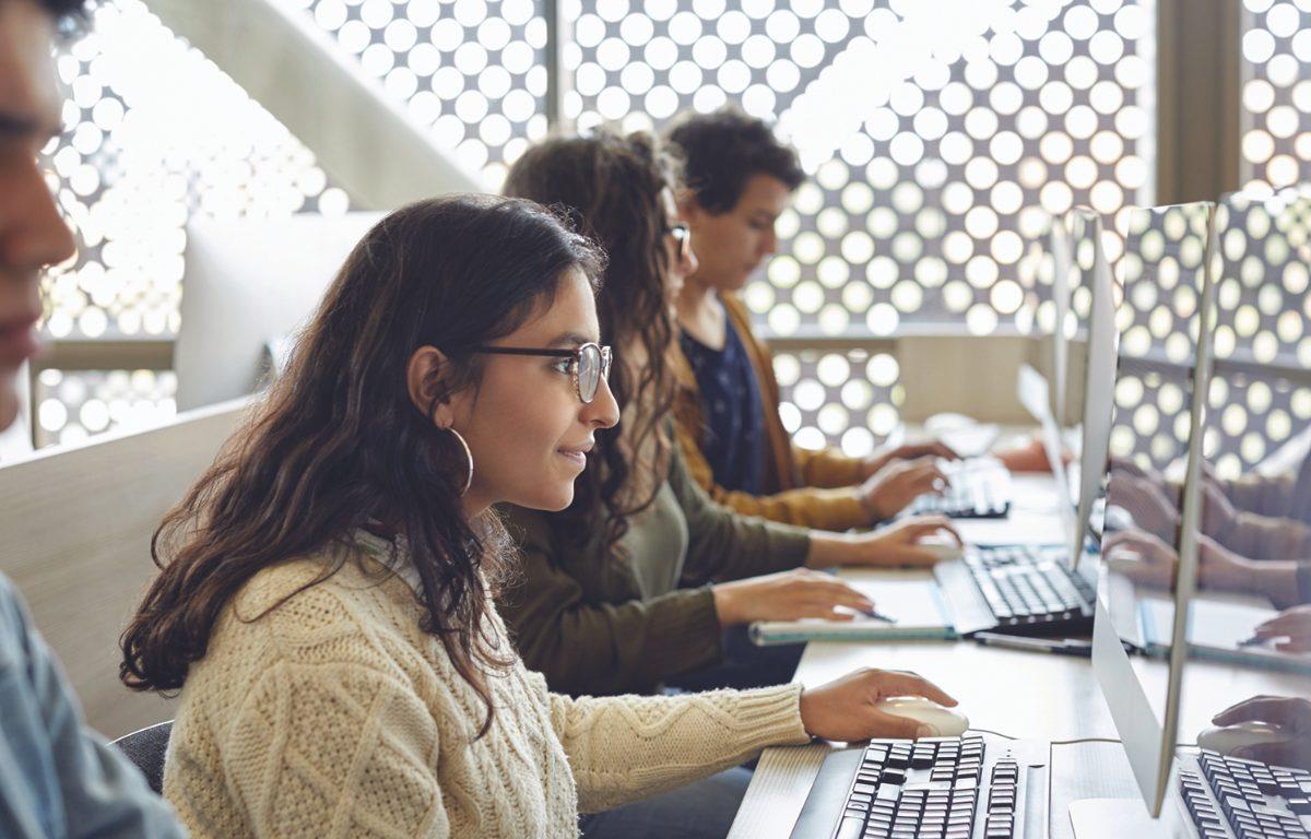 students on computers