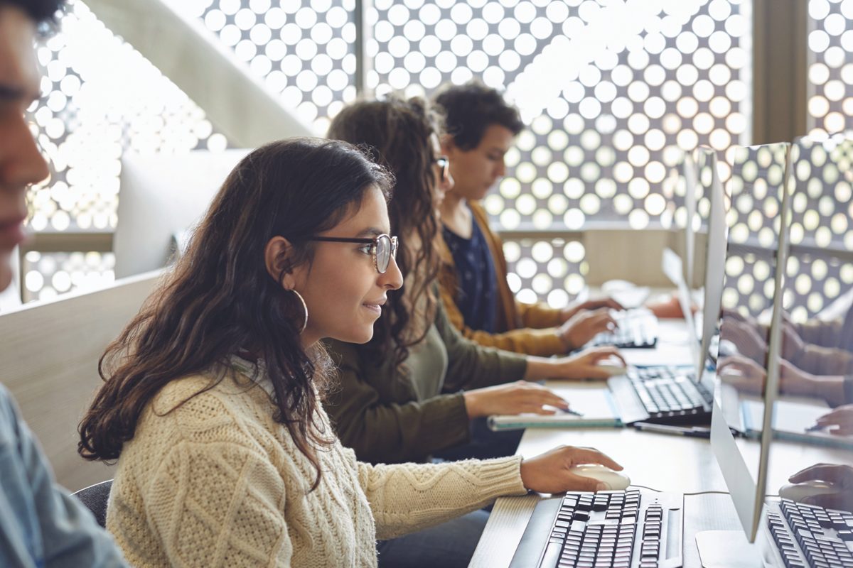 students on computers