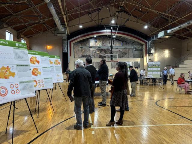 residents look at boards at earle belle community center for plan jonesboro
