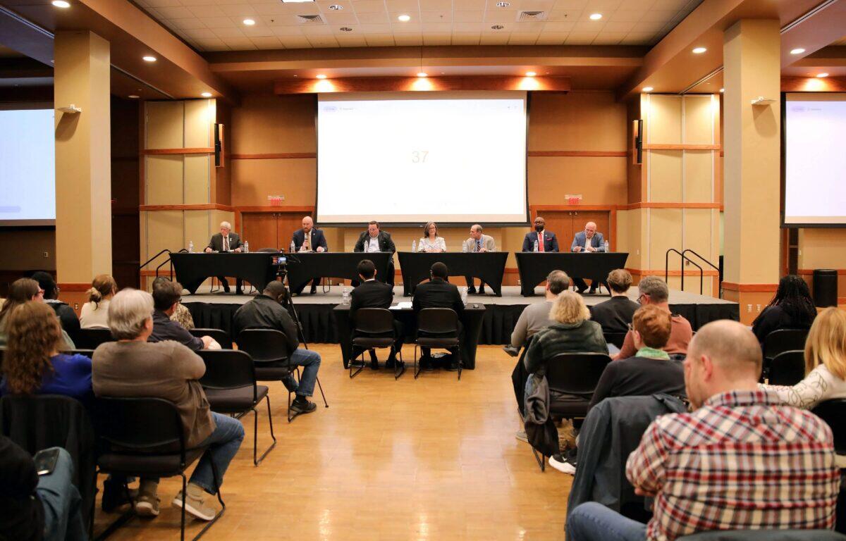 Candidates at the student-led candidate forum at Arkansas State University