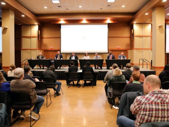 Candidates at the student-led candidate forum at Arkansas State University