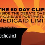 text graphic of a cliff with the medicaid logo on it
