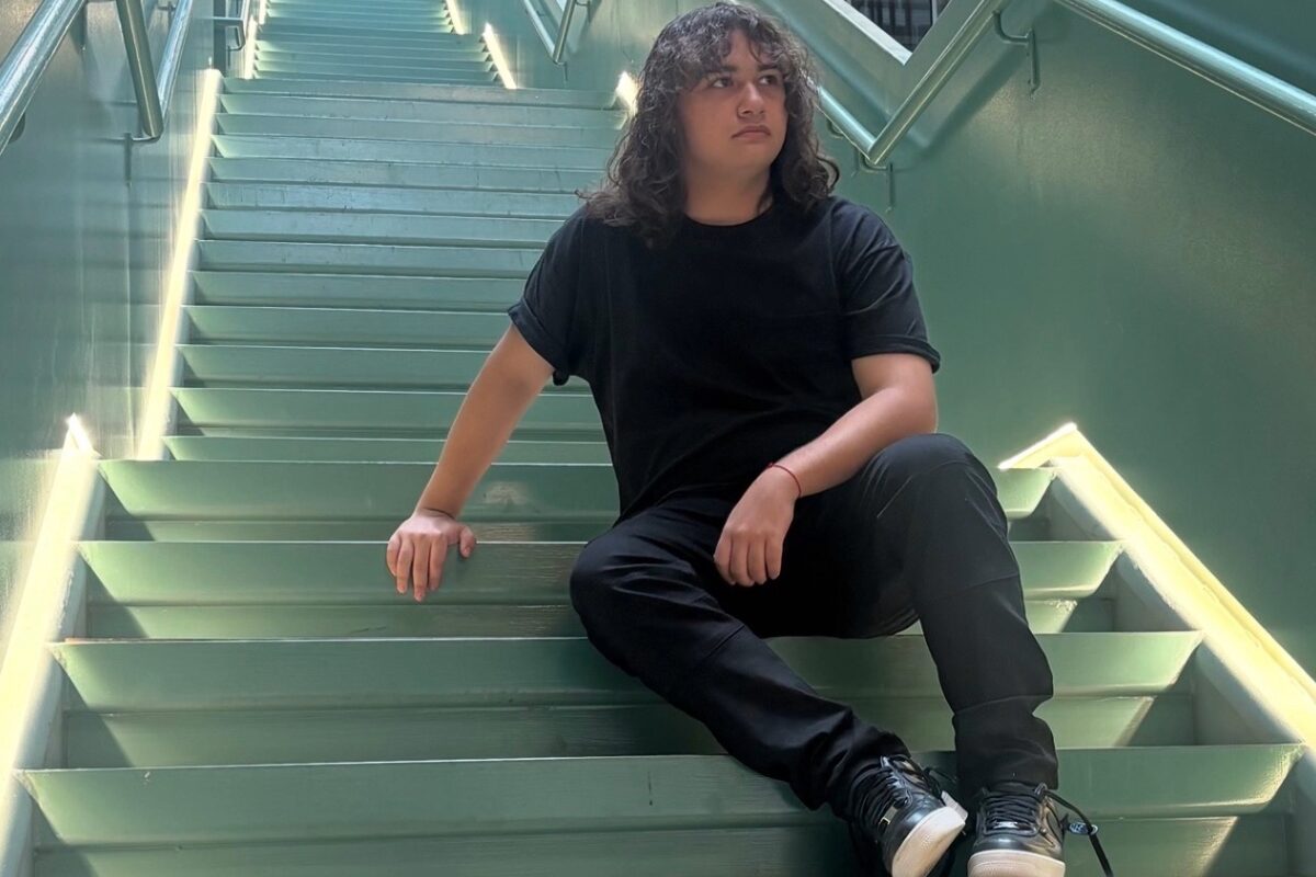 young man on stairwell