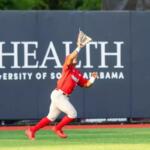 AState Baseball player catching ball at USA