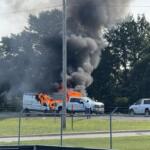 Vehicle Erupts in Flames Following Crash