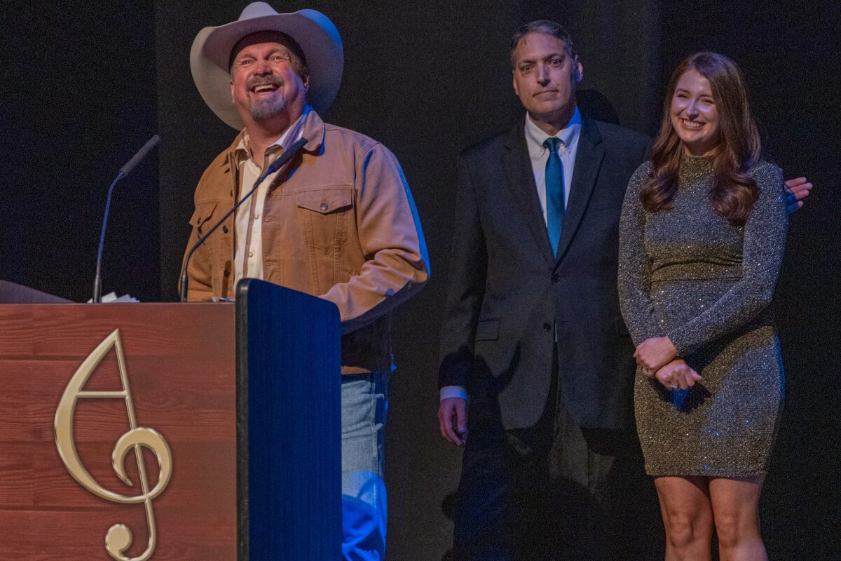 Garth Brooks speaks during the induction of Allen Reynolds into the Arkansas Country Music Hall of Fame at the Arkansas Country Music Awards at Reynolds Performance Hall on June 1, 2026, in Conway, Arkansas. (Photo by Jason Epperson/Eppic Shots)