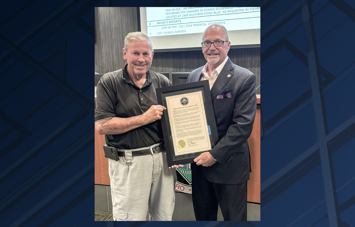 Ronnie Shaver with Jonesboro Mayor Harold Copenhaver