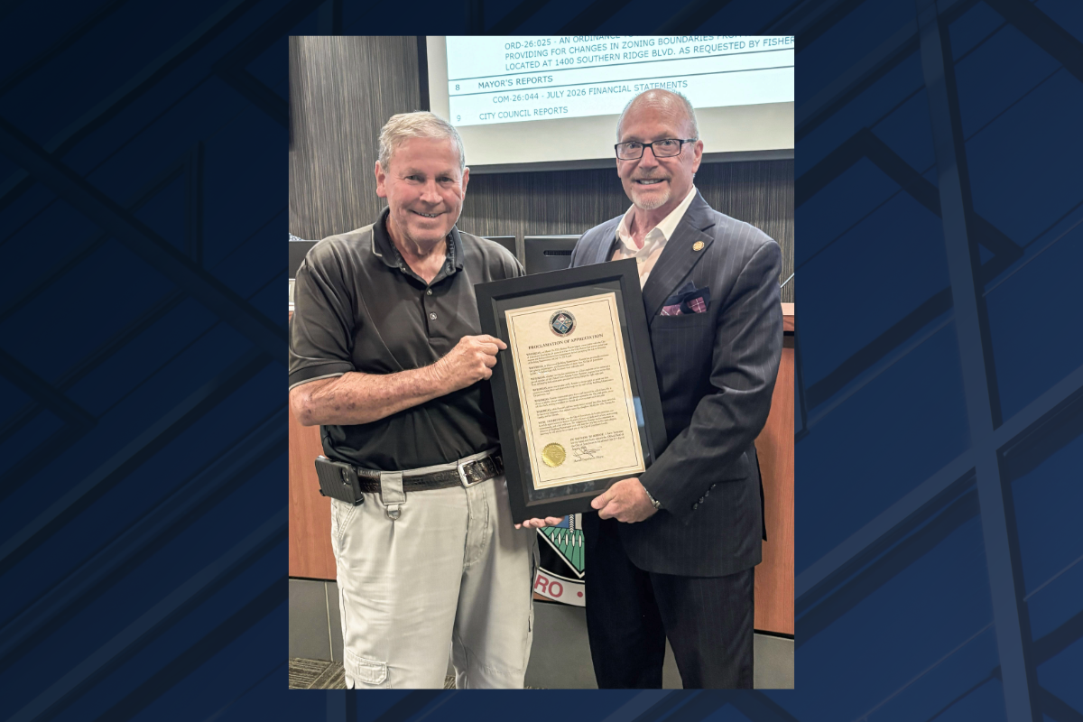 Ronnie Shaver with Jonesboro Mayor Harold Copenhaver